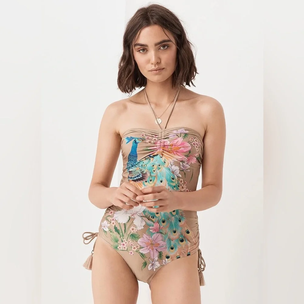 NWT Spell ⁺₊⋆ ☾⋆⁺ Waterfall One Piece in Taupe Peacock - Picture 1 of 11